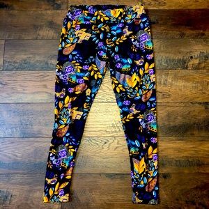 LuLaRoe Tall and Curvy Black Orange Blue Leggings